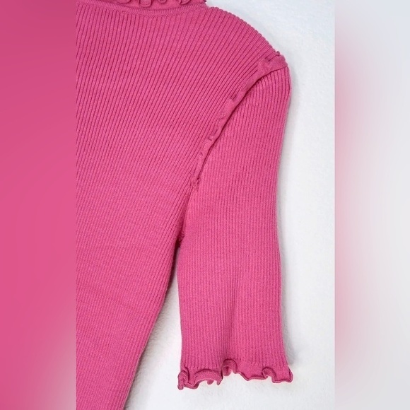 Philosophy Republic Clothing Purple Scalloped 3/4 Sleeves Frills Ribbed Top EUC - Picture 8 of 11